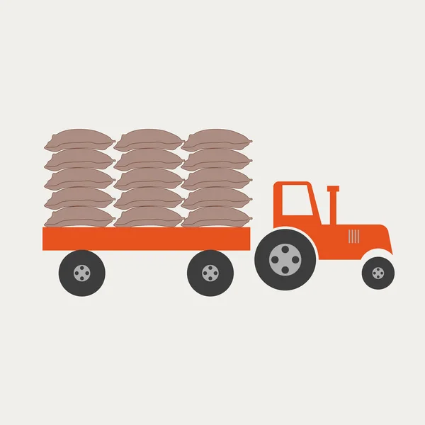 Traktor med säckar — Stock vektor