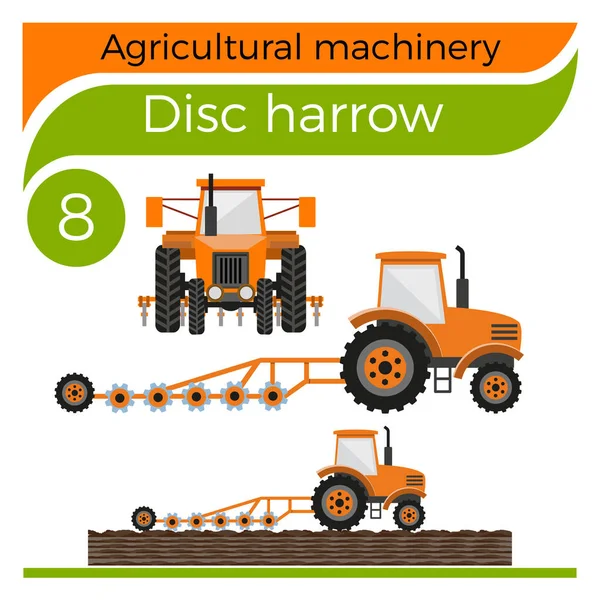 Disk harrow vektör — Stok Vektör