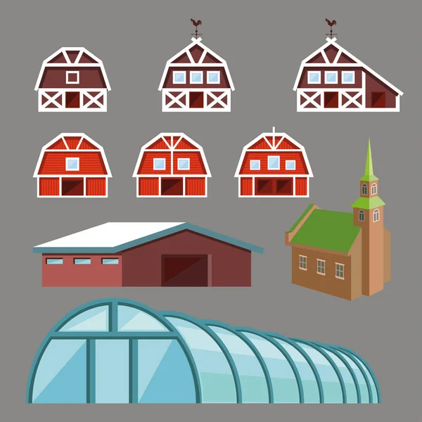 Çiftlik binaları ve yapıları — Stok Vektör