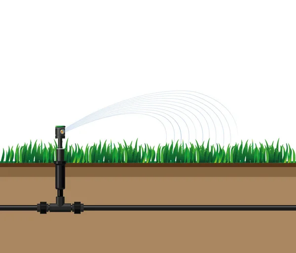 Automatic sprinklers watering — Stock Vector