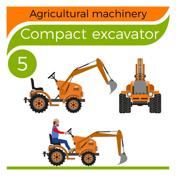 Vecteur d'excavatrice compact — Image vectorielle