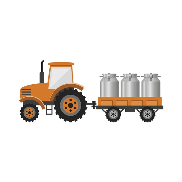 Tractor with milk churns — Stock Vector