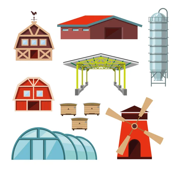 Çiftlik binaları ve yapıları — Stok Vektör