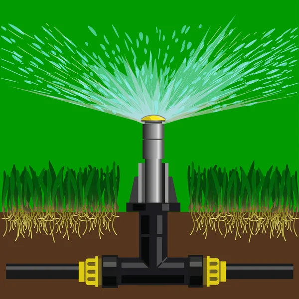 Automatic sprinklers watering — Stock Vector