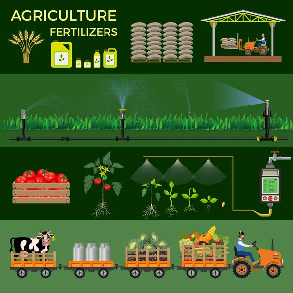 Landbouw en biologische landbouw — Stockvector