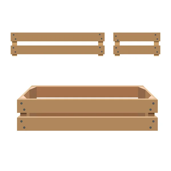 Caja de madera vacía — Vector de stock