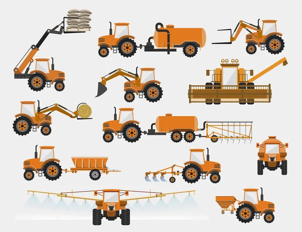 Ensemble de machines agricoles — Image vectorielle