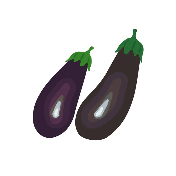 Aubergines op de witte — Stockvector