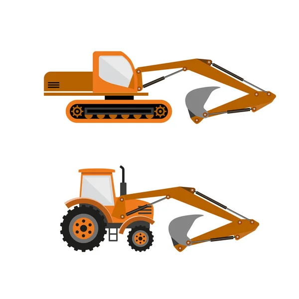 Pelles à chenilles et à roues — Image vectorielle