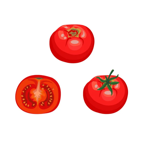 Tomates entières et demi — Image vectorielle