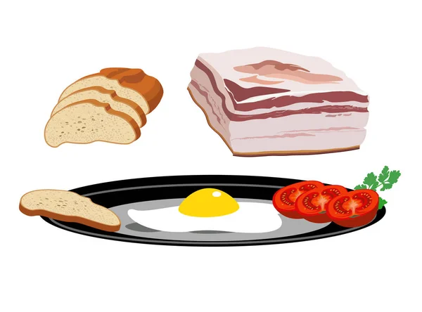 Tocino, huevo y tomate — Vector de stock