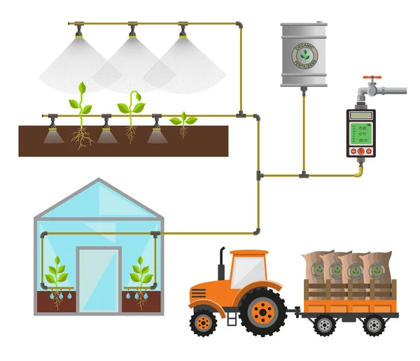 Sistema di irrigazione delle piante — Vettoriale Stock