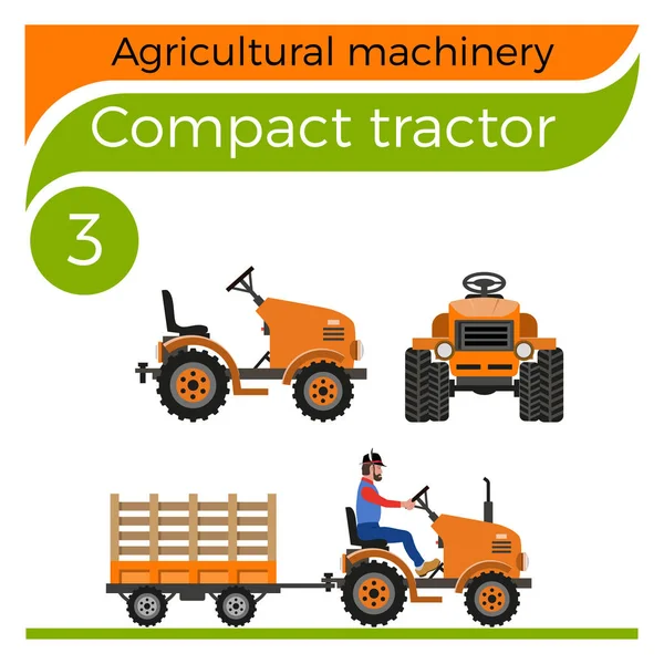 Vetor trator compacto — Vetor de Stock