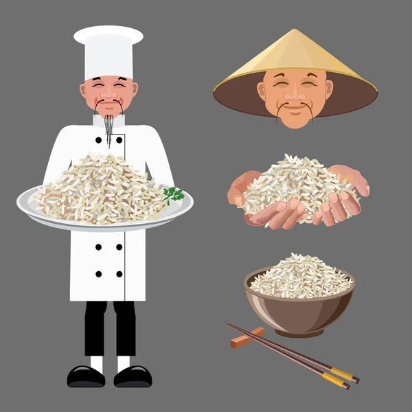 Vector illustrations with rice — Stock Vector