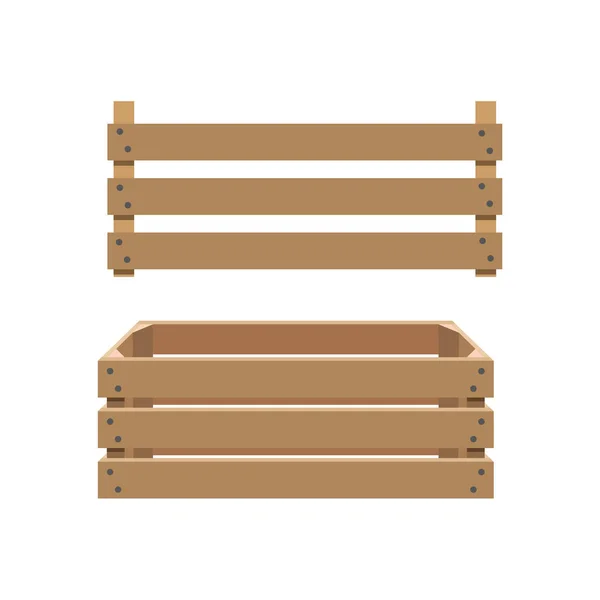 Caja de madera vacía — Vector de stock