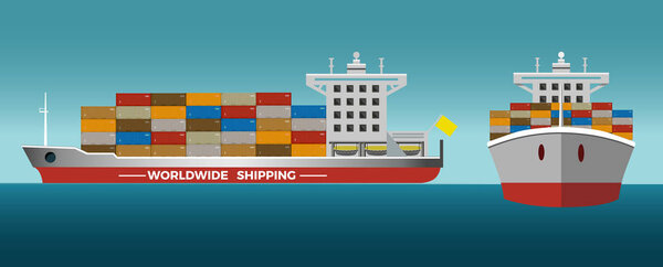 Laden container ship