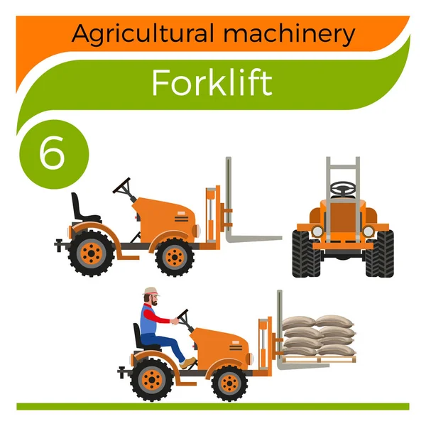 Máquinas agrícolas: empilhadeira — Vetor de Stock