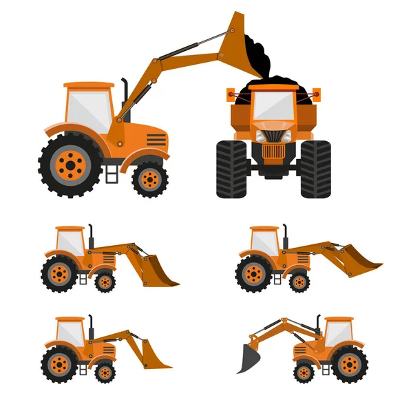 Loader ,bulldozer, backhoe — Stock Vector