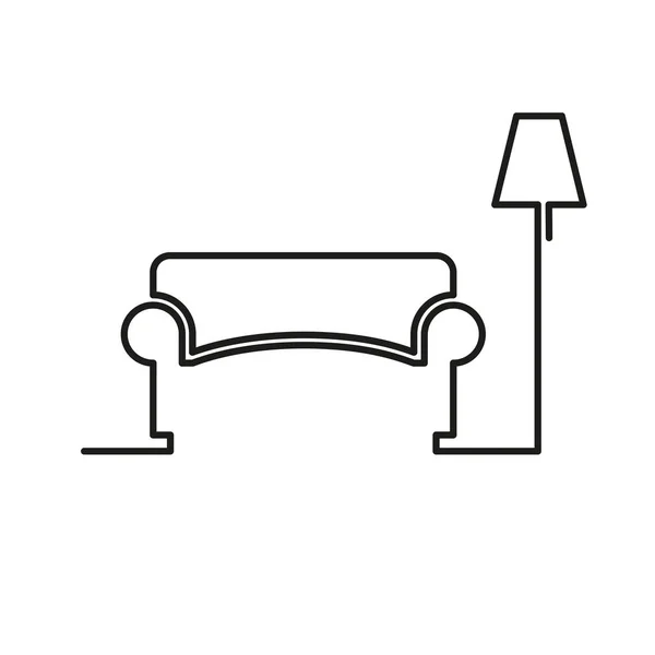 Sofa and lamp icon — Stock Vector
