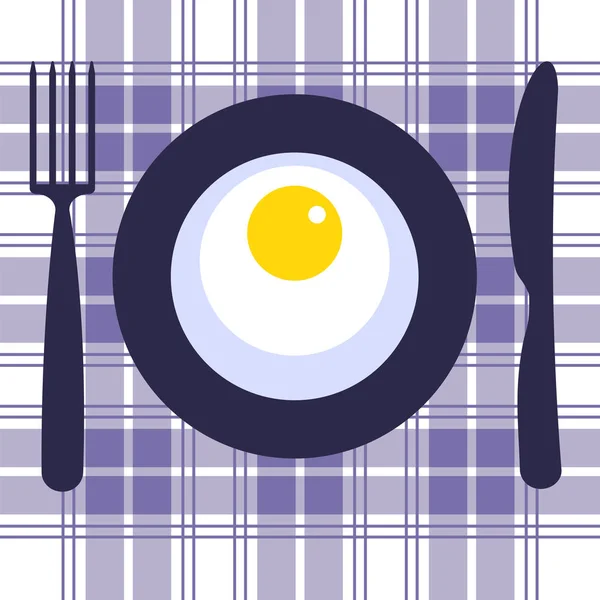 Huevo frito en un plato — Vector de stock