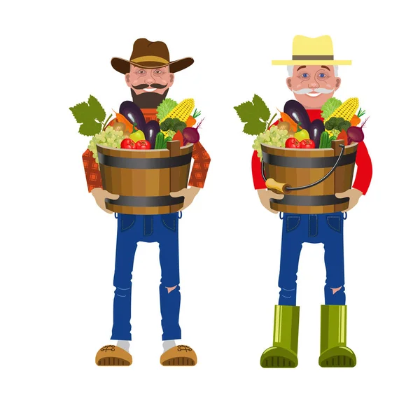 与蔬菜的农民 — 图库矢量图片
