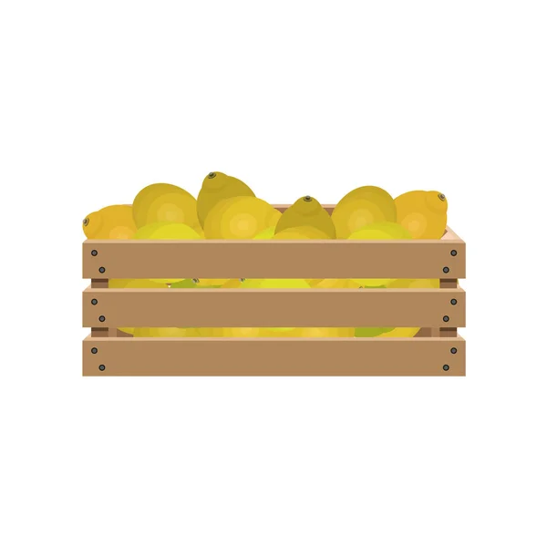 Limões em caixa de madeira — Vetor de Stock