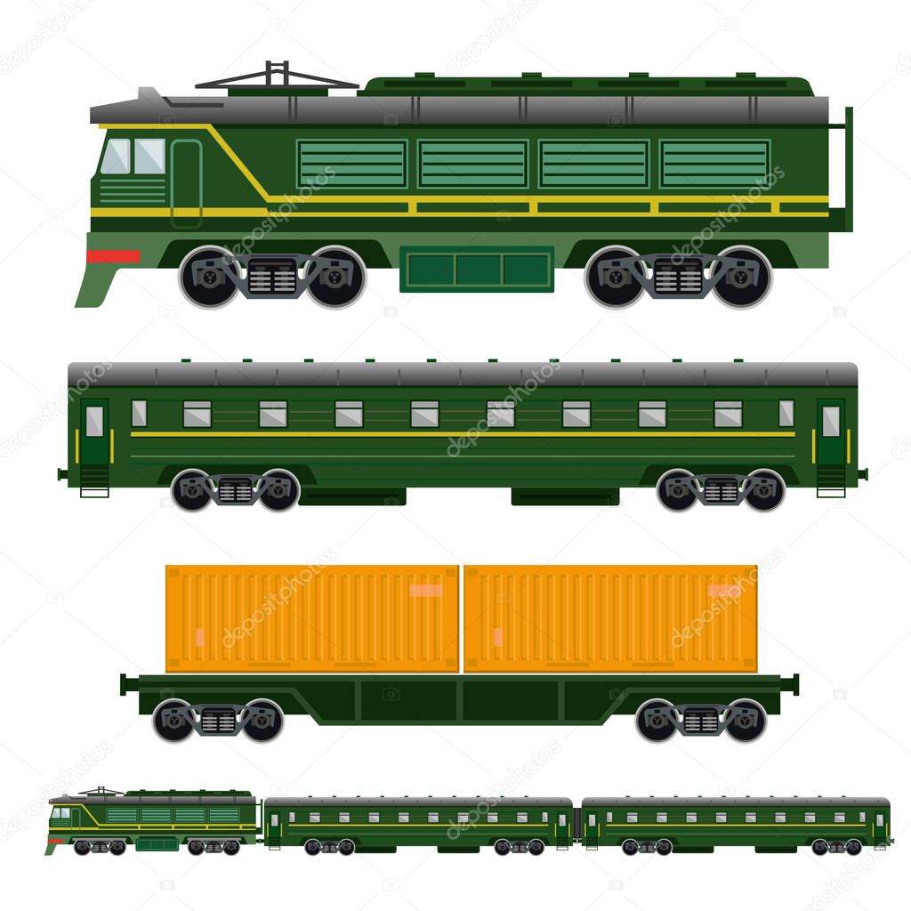 Vector set of railway transport