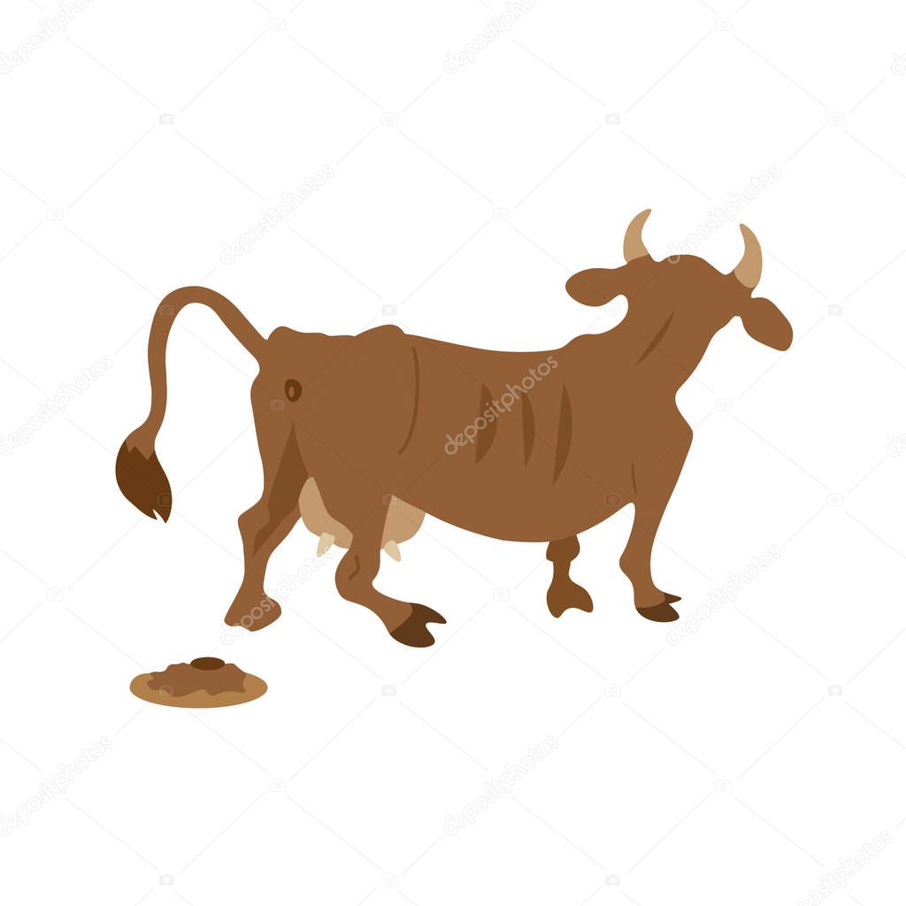 Cartoon cow and manure
