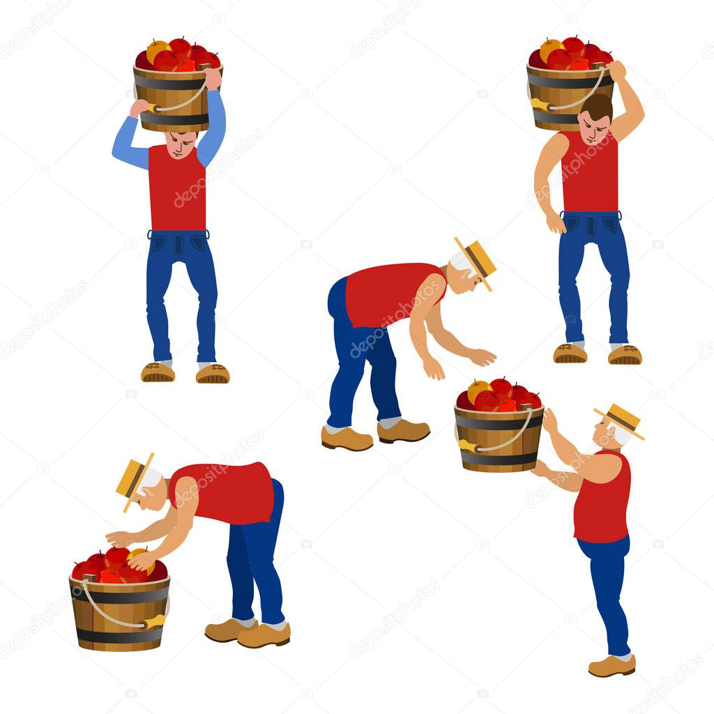 Farmers carrying buckets