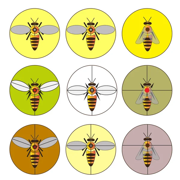 Conjunto de abelhas vectoras — Vetor de Stock