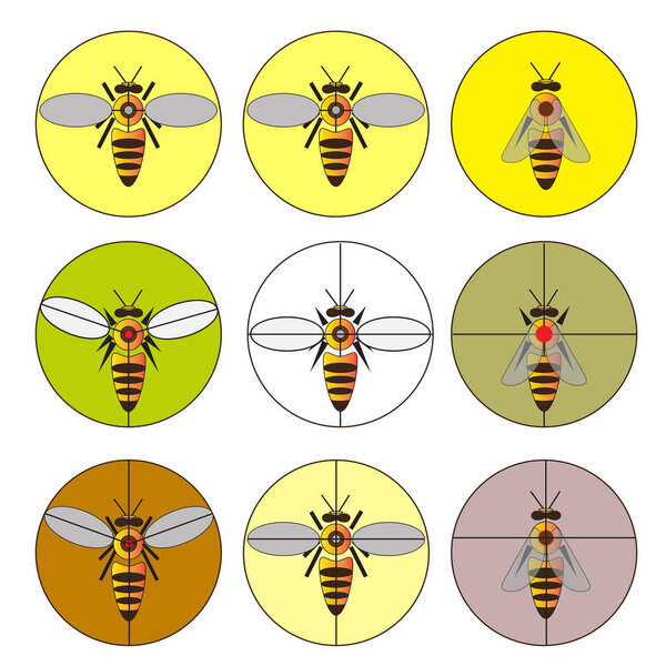 Set of vector bees