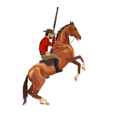 Cowboy on rearing horse vector