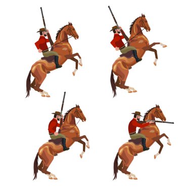 Cowboy riding horse with gun vector