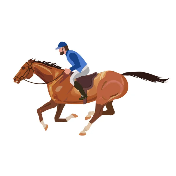 Reiter galoppiert auf Pferd — Stockvektor