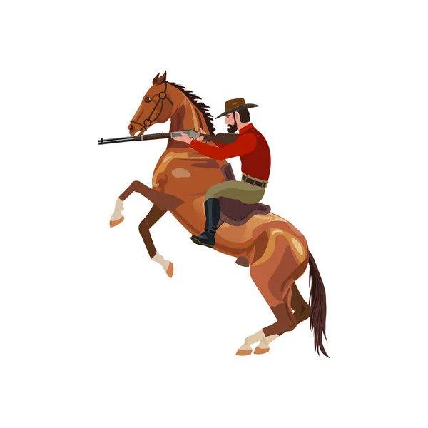 Ковбой їде на коні з пістолетом — стоковий вектор