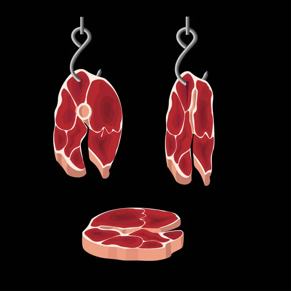 Bifes redondos de carne de bovino — Vetor de Stock