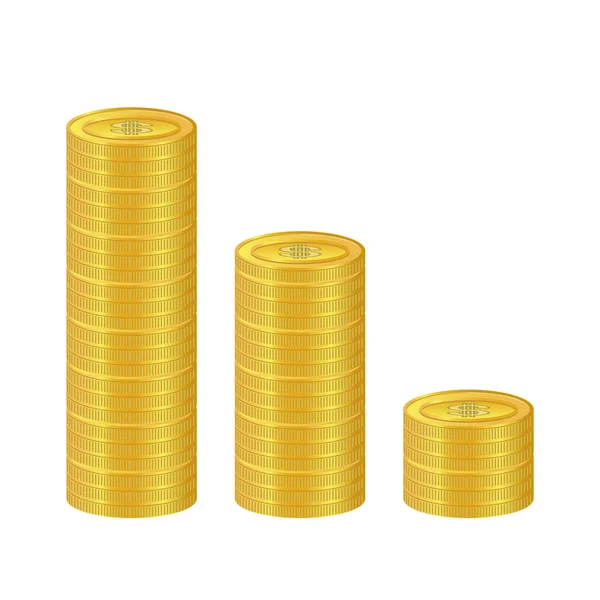 Pilha de ouro de moedas de dólar —  Vetores de Stock
