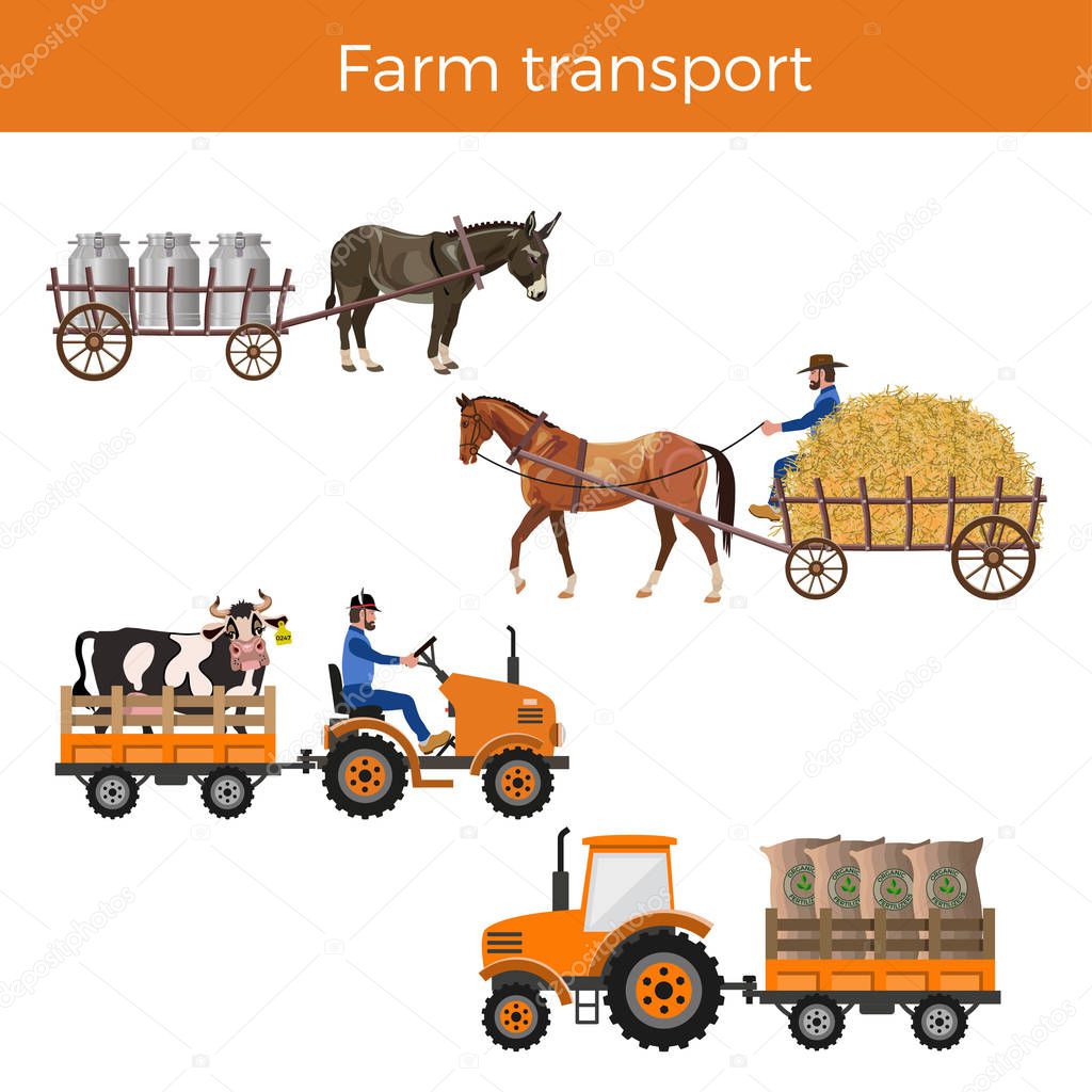 Set of vector farm transport