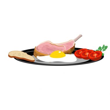 Kızarmış yumurtalı kızarmış kaburga