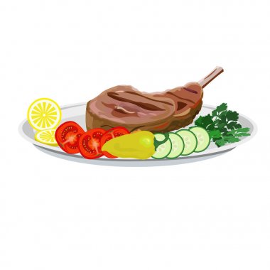Kızarmış kaburga sebzeli