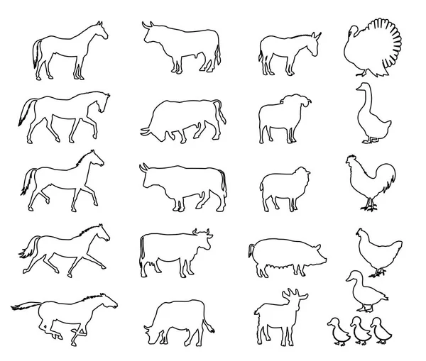 Boerderij dieren pictogrammen — Stockvector