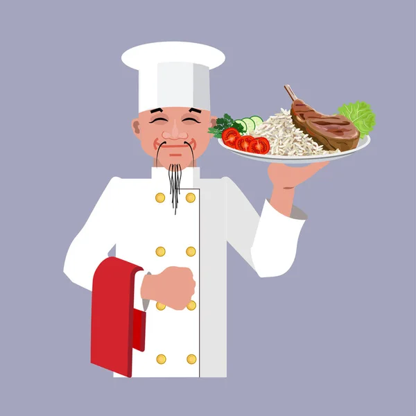 Chef avec un plat — Image vectorielle