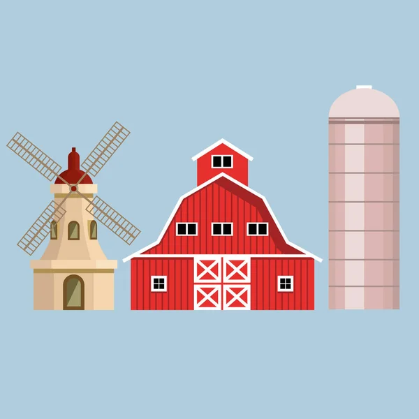 Комплект фермерских зданий — стоковый вектор