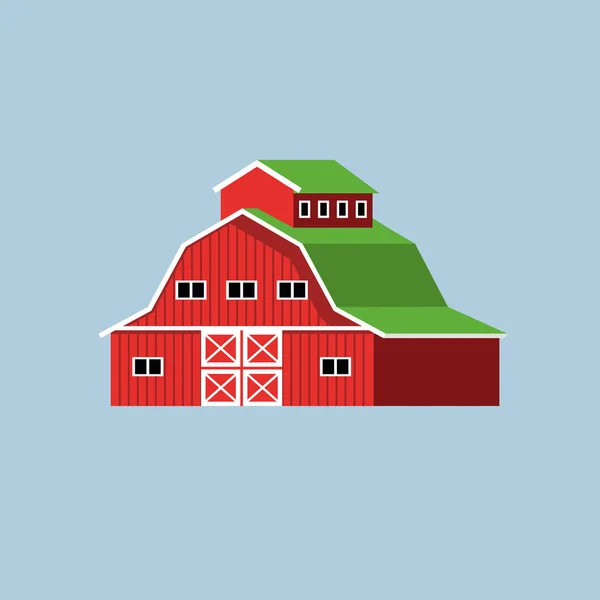 赤いハッピーファームの納屋 — ストックベクタ