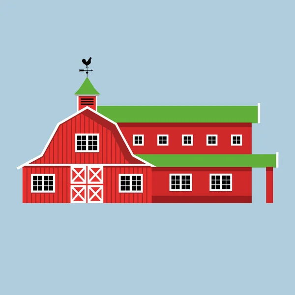 Kırmızı çiftlik evi vektör — Stok Vektör