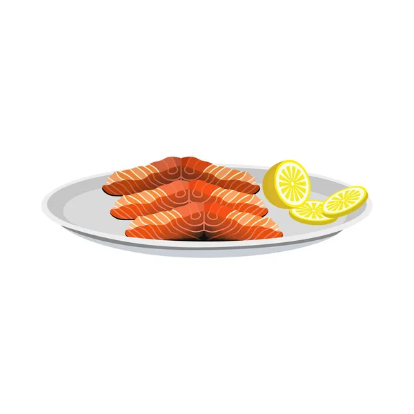 Salmon fillet with lemon — Stock Vector