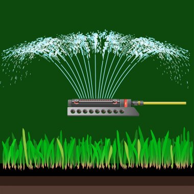 Water sprinkler in action clipart