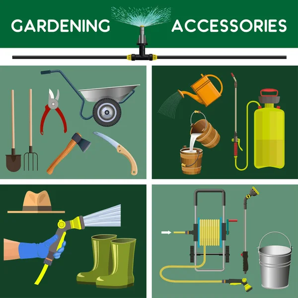 Garden tools and accessories — Stock Vector