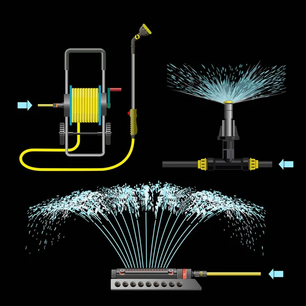 Set of vector watering equipment — Stock Vector