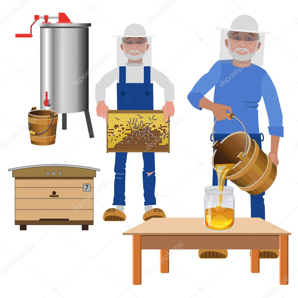 Beekeepers extract honey
